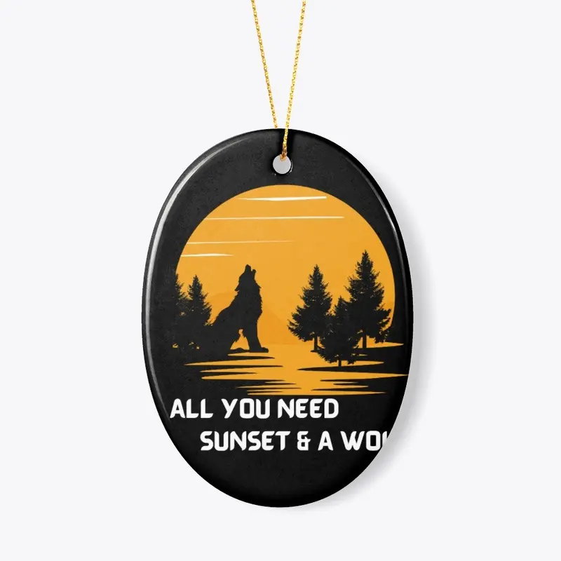 Sunset &amp; Wolf Vibes Black Tee 